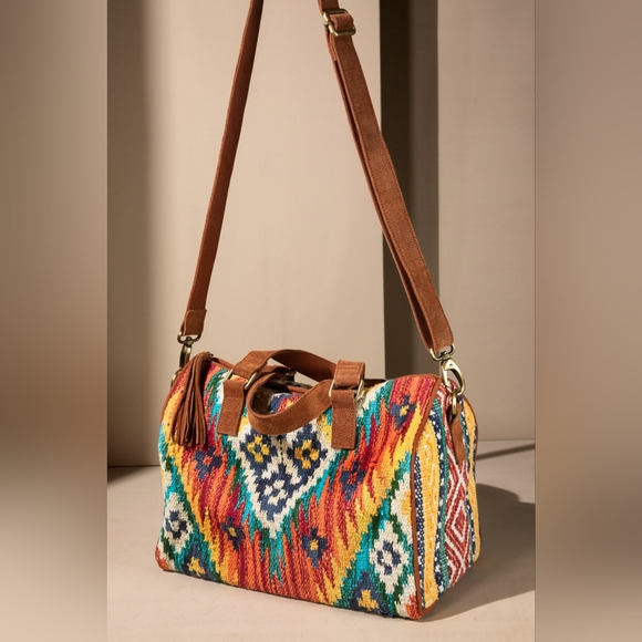 Handmade Boho Chic Boston Bag / Satchel - Navajo Aztec Inspired Design - Picture 6 of 15